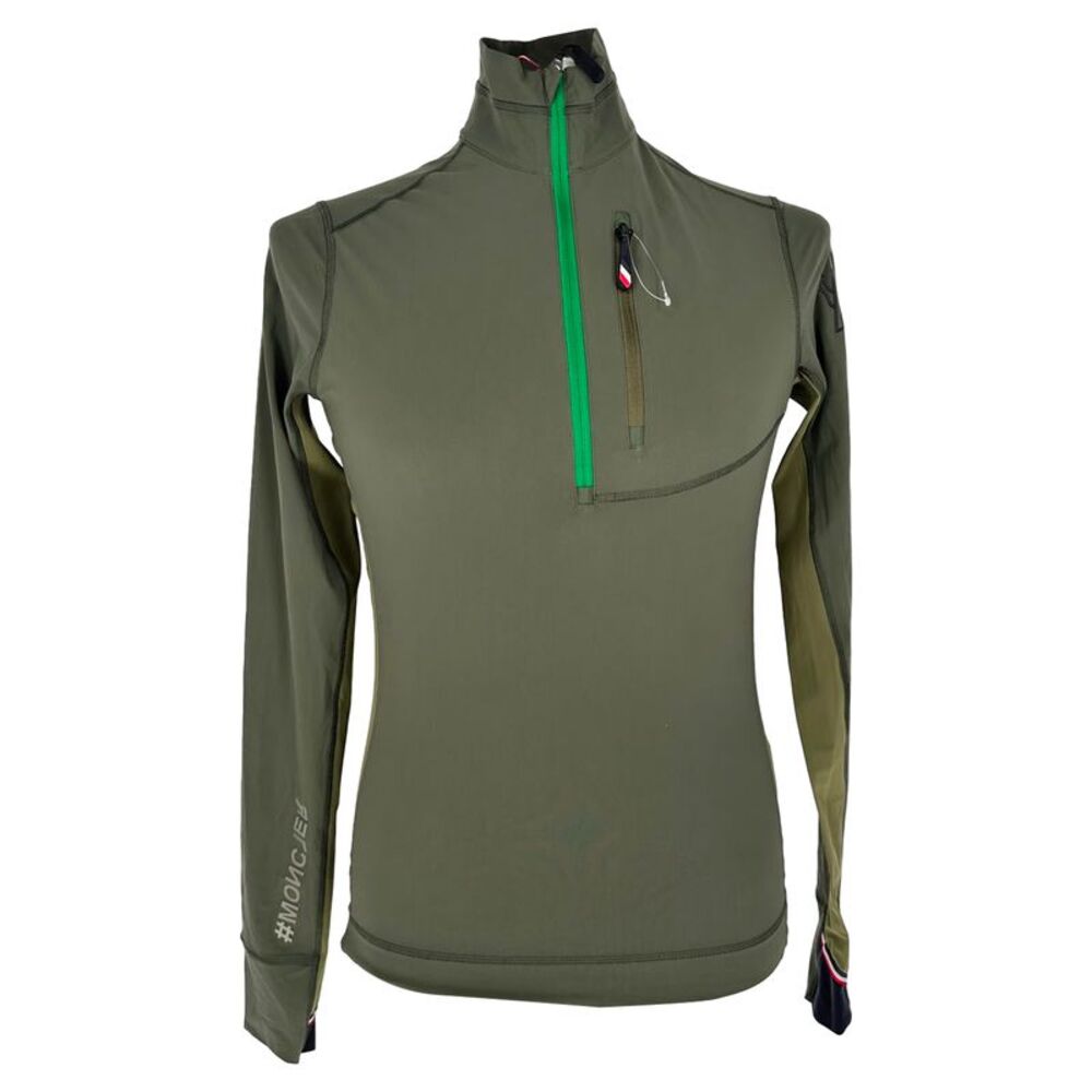 Moncler Grenoble Half-Zip Sweater in Olive Nylon
